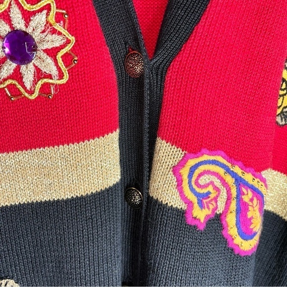 Chaus Vintage Beaded & Embroidered Cardigan Sweater - Size M - Picture 5 of 6